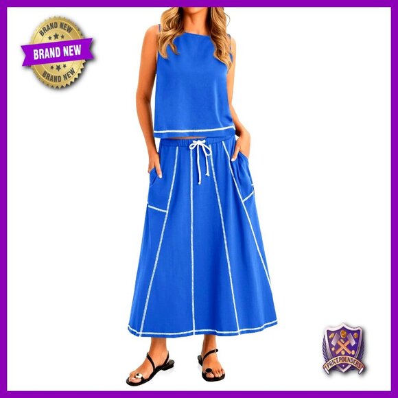 Other - Cropped Sleeveless Tank Top and High Waisted Maxi Skirt Lounge Set Matching